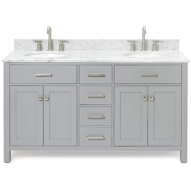 Ariel H061DCW2OVO Bristol 61" Free Standing Double Oval Basin Vanity - Grey - Ash Finish