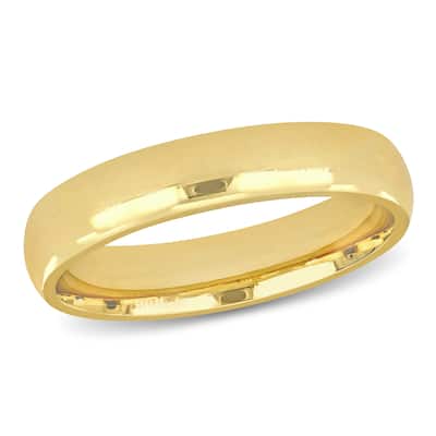 Miadora Mens 4.5 mm Polished Finish Comfort Fit Wedding Band 14k Yellow Gold