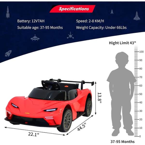 dimension image slide 1 of 3, Kids Ride On Car, Licensed KTM 12V Electric Sports Car