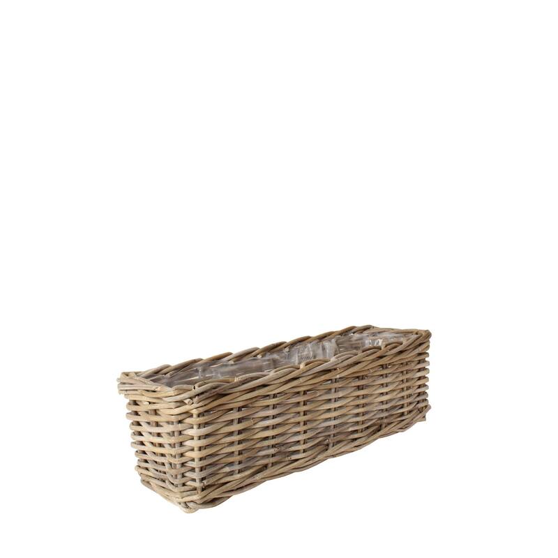 Rectangular Rattan Storage Floral Basket - 22.5" - Brown