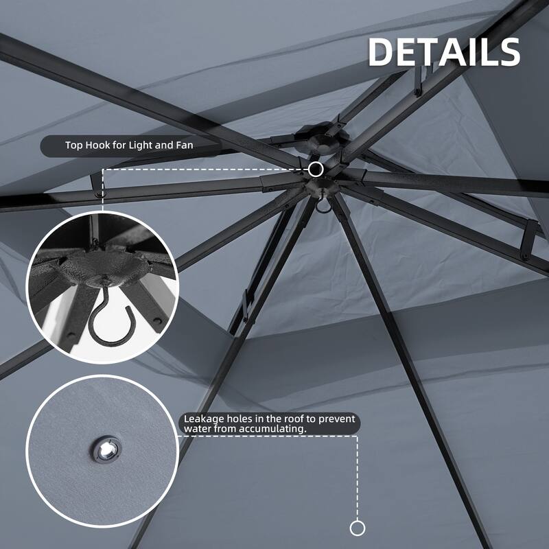 EROMMY Outdoor Canopy Gazebo Double Roof Patio Gazebo with Soft Top