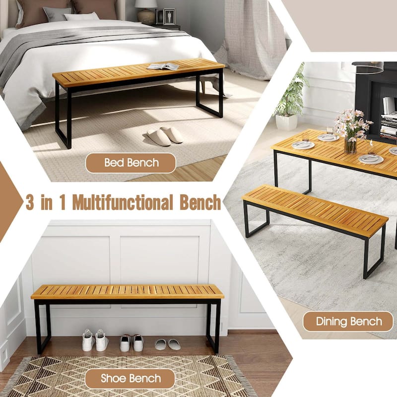 Costway 51" Wooden Outdoor Bench Patio Dining Bench with Acacia Wood - See Details