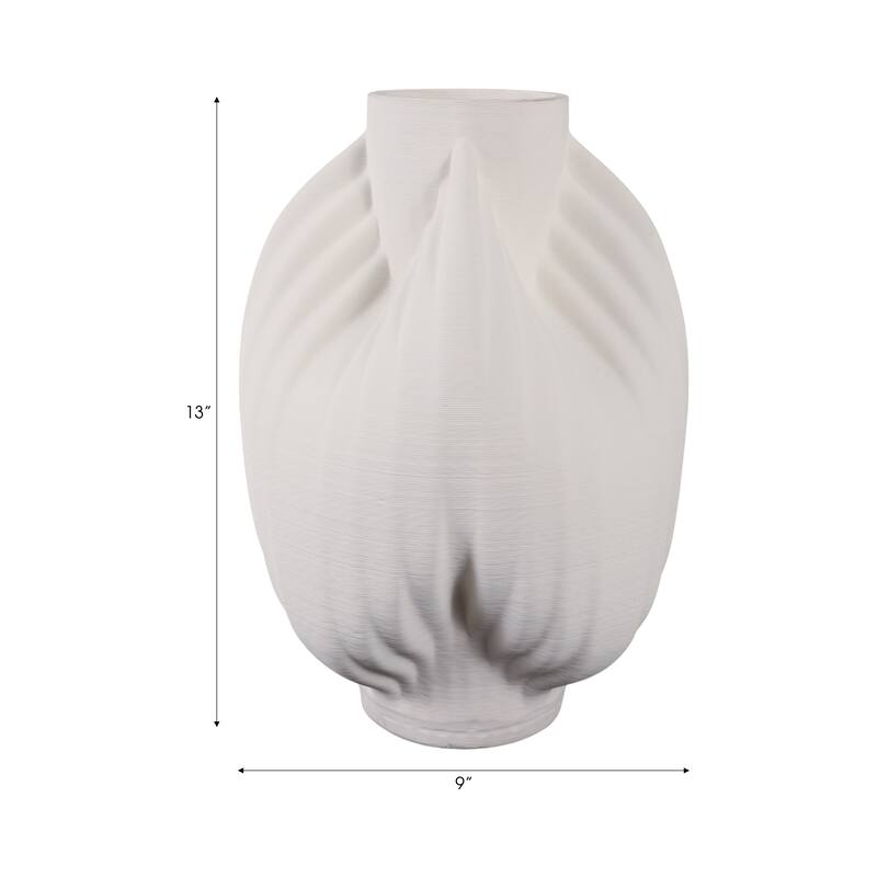 Porcelain Vase Textured Decorative Vessel with Ribbed Carved Form