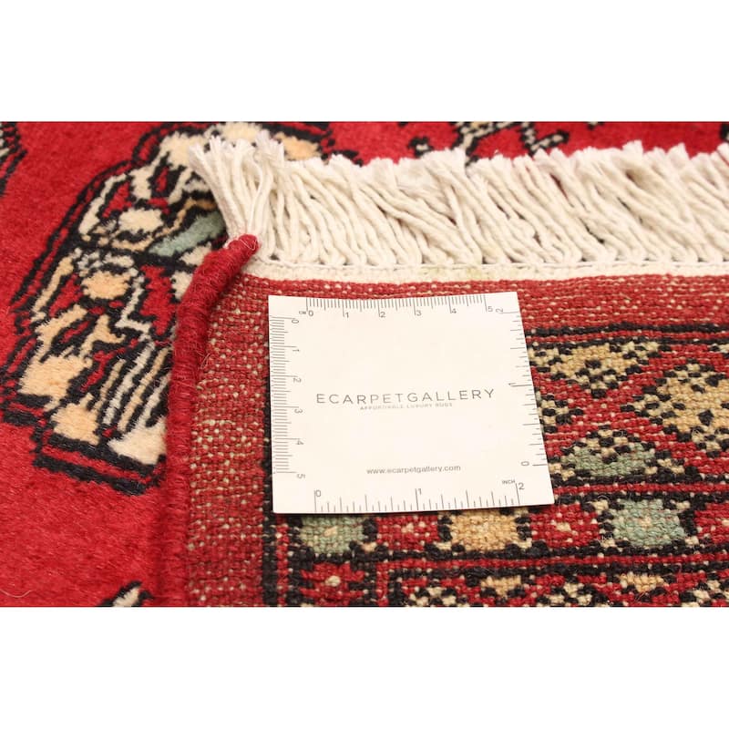 ECARPETGALLERY Hand-knotted Finest Peshawar Bokhara Red Wool Rug - 4'1 x 6'1