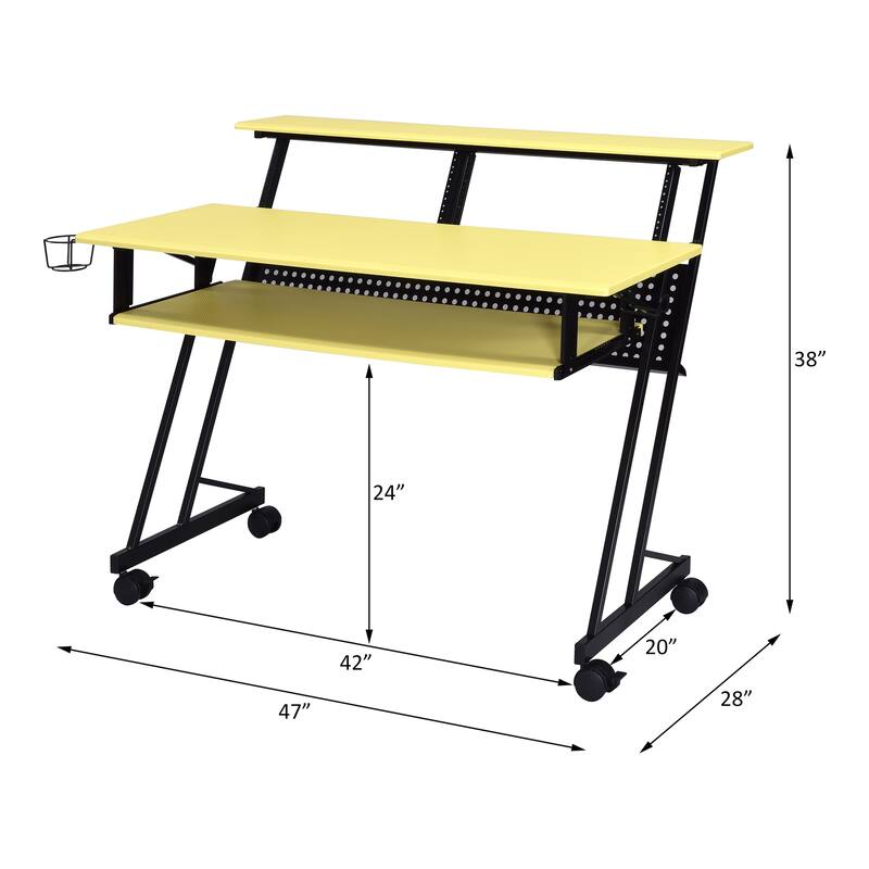 Versatile Music Recording Studio Desk for Enhanced Creativity and Organization - Yellow
