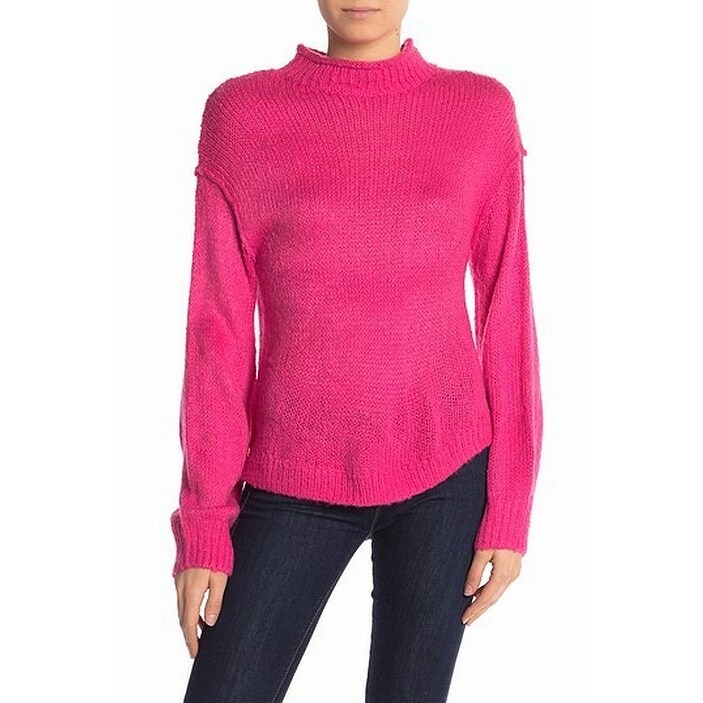 hot pink mock neck sweater