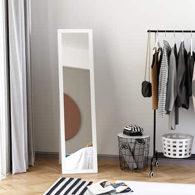 HOMCOM Full Length Mirror Floor Standing or Wall-Mounted, Rectangle Dressing Mirror for Bedroom, Living Room, White