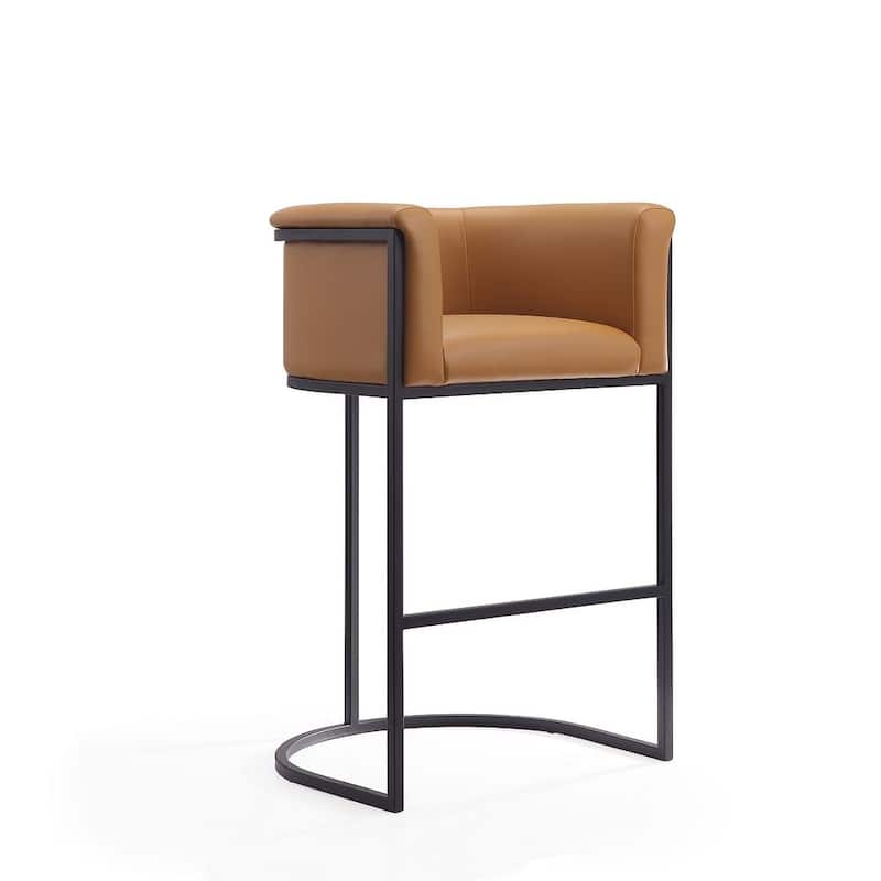 Manhattan Comfort Cosmopolitan 37.8 in. Black Metal Barstool (Set of 3)