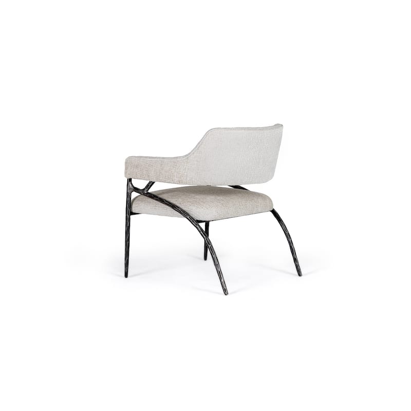 Modrest Ector Modern Off-White Fabric & Forged Metal Accent Chair