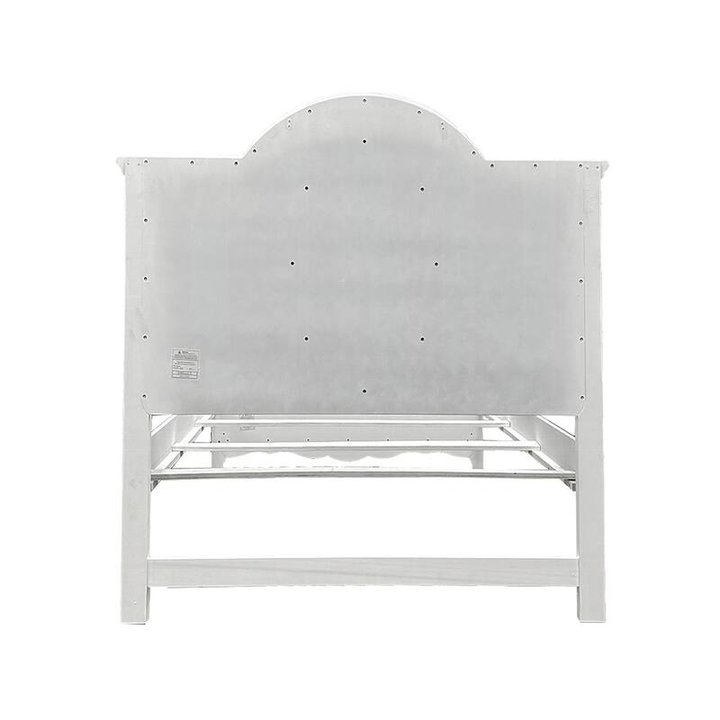 Wooden Bed with Arched Headboard in White Finish