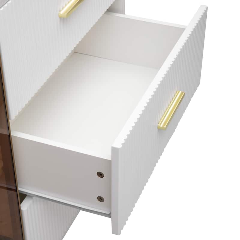 Modern Sideboard Buffet Cabinet with Tempered Glass Doors