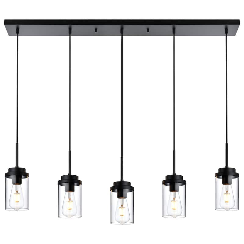 Island Light for Kitchen Dining Room Light Fixture Over Table - 5-Light - Black