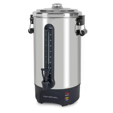 HomeCraft Quick-Brewing 1500-Watt Automatic 100-Cup Coffee Urn, Stainless Steel