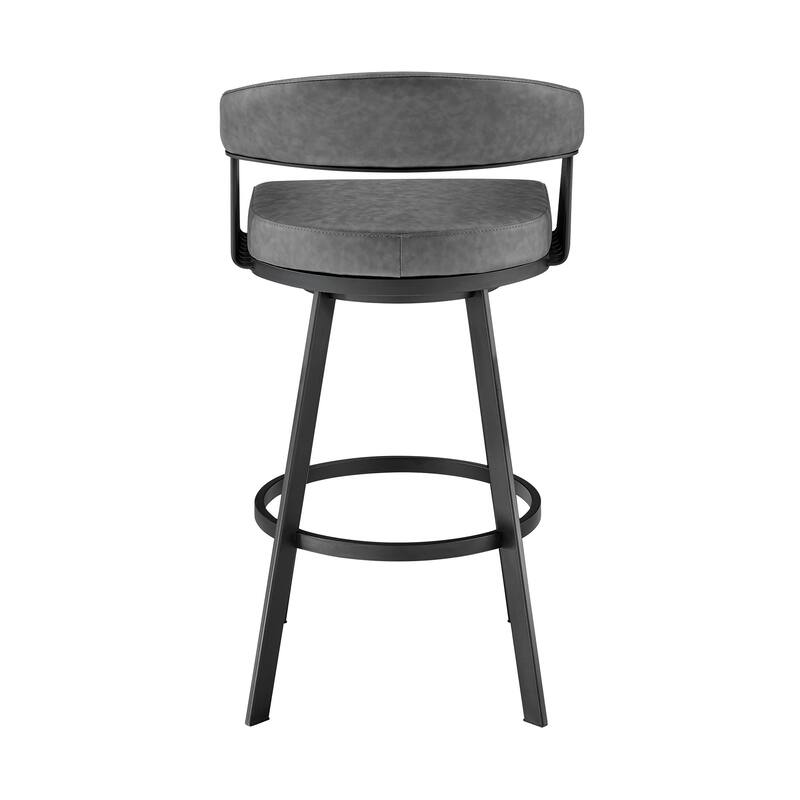 Modern Swivel Low Back Bar Height Stool Chair with Iron Frame and Metal Finish Perfect for Kitchen Island