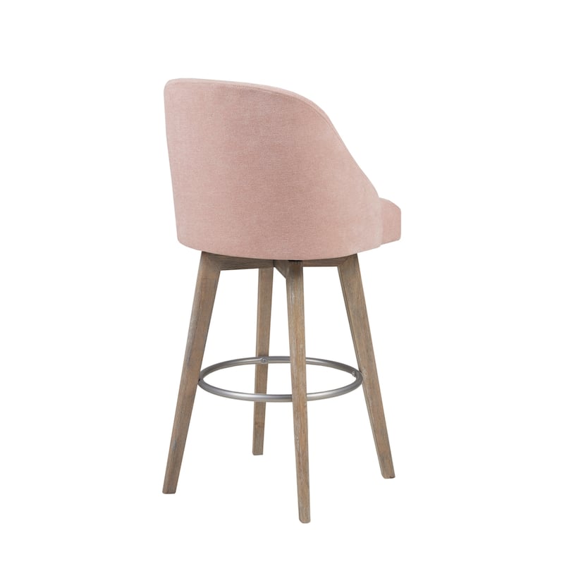 Madison Park Pearce Swivel Upholstered Counter Stool with Solid Wood Legs & Metal Footrest
