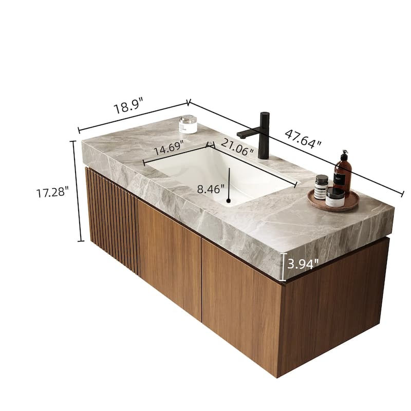 48" Brown Oak Cabinet only, NO Basin and Top, NO Faucet and Sink Cover