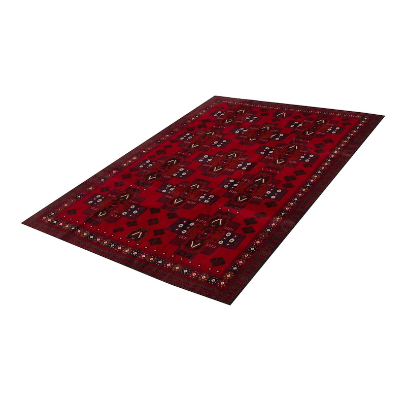 ECARPETGALLERY Hand-knotted Teimani Red Wool Rug - 6'5 x 9'0
