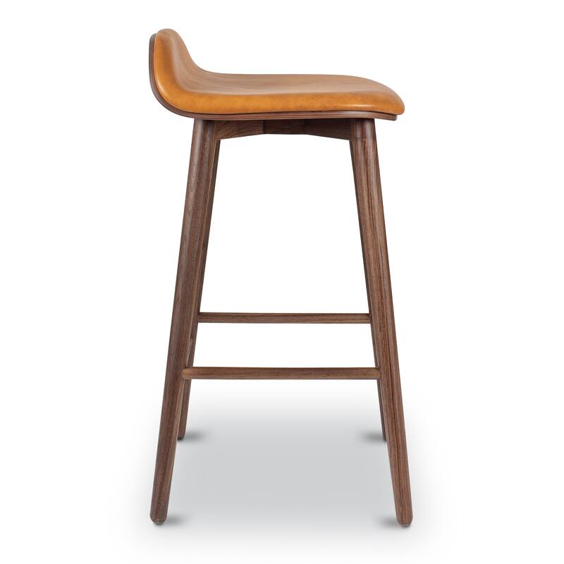 Poly & Bark Notello Leather Counter Stool - 26" Seat Height Solid Oak Wood Frame