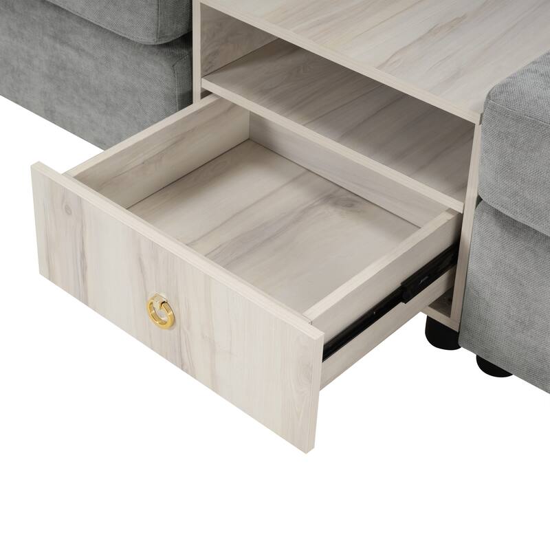 Modern Sofa Couch 79.3" Modular Sofa Upholstered Sofa Couch with Storage Armrest and Center Console for Living Room