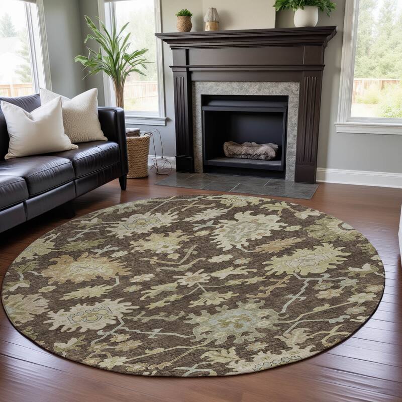 Premium Washable Super Soft Traditional Persian Mayfield Rug - Chocolate - 8' x 8'