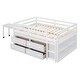 preview thumbnail 7 of 34, Twin/Full Size Low Loft Bed with Retractable Writing Desk and 4 Drawers, Wooden Loft Bed Frame w/ Lateral Portable Desk & Ladder