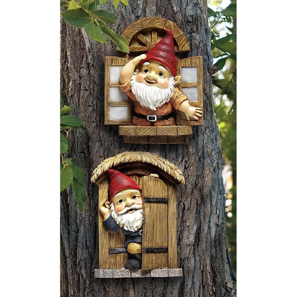 Design Toscano The Knothole Gnomes Garden Welcome Tree Sculpture: Window & Door Gnomes