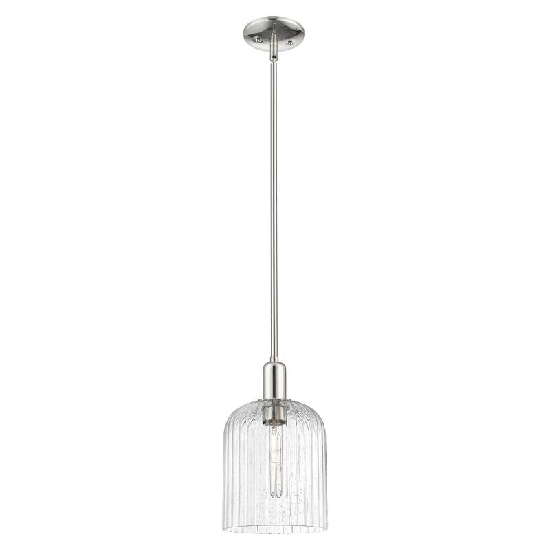 Innovations Lighting Endless Possibilities Arcadia - Bridal Veil - 1 Light 8" Stem Hung Mini Pendant - Polished Nickel/Seedy Shade