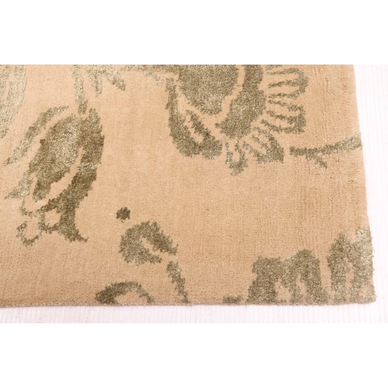 ECARPETGALLERY Hand-knotted Opulence Khaki Silk, Wool Rug - 8'0 x 10'0