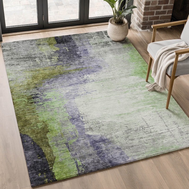 Premium Washable Super Soft Abstract Soid Mayfield Rug - Plum - 8' x 10'