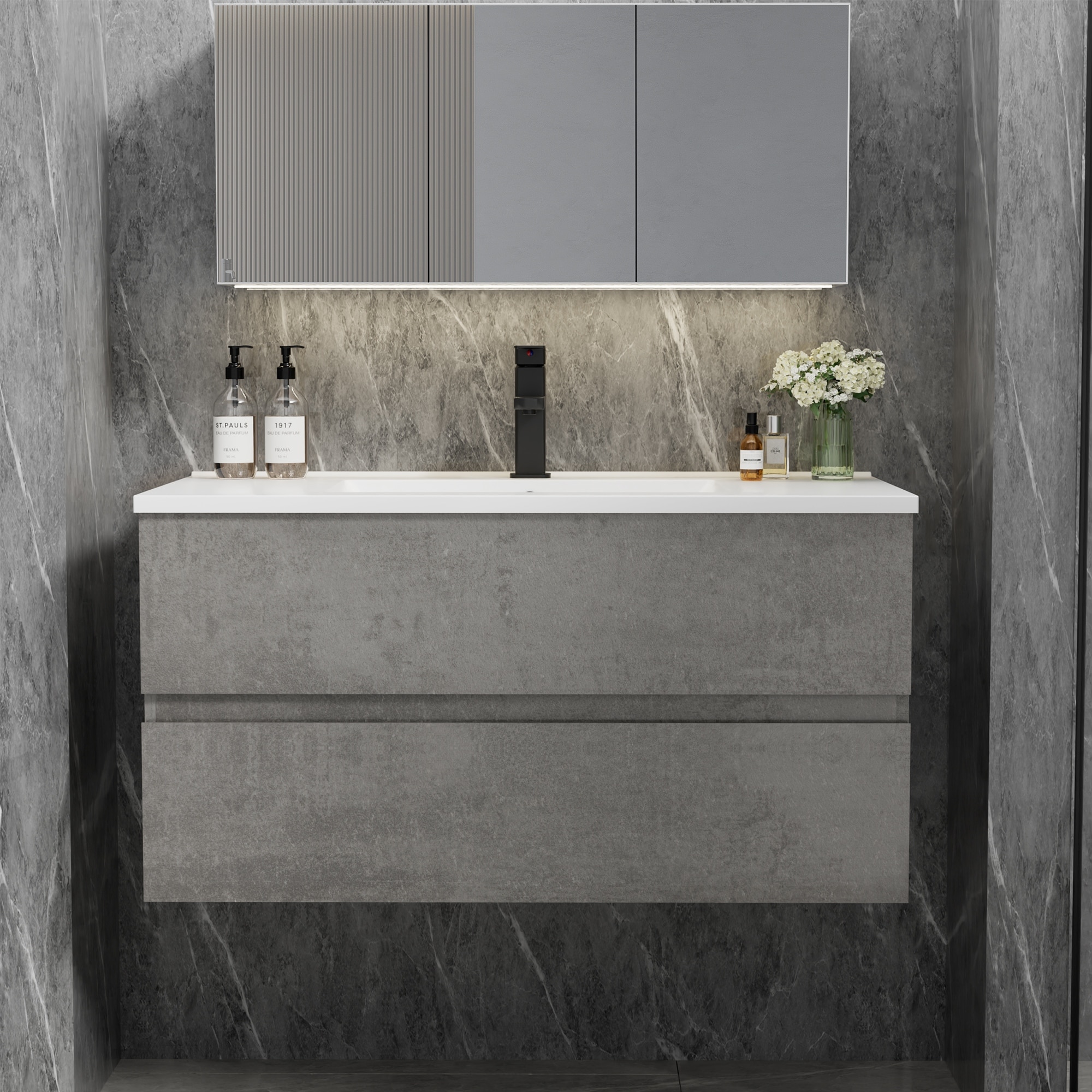 Wall Mounted Bathroom Vanity Sink Combo Cabinet Vanity Set