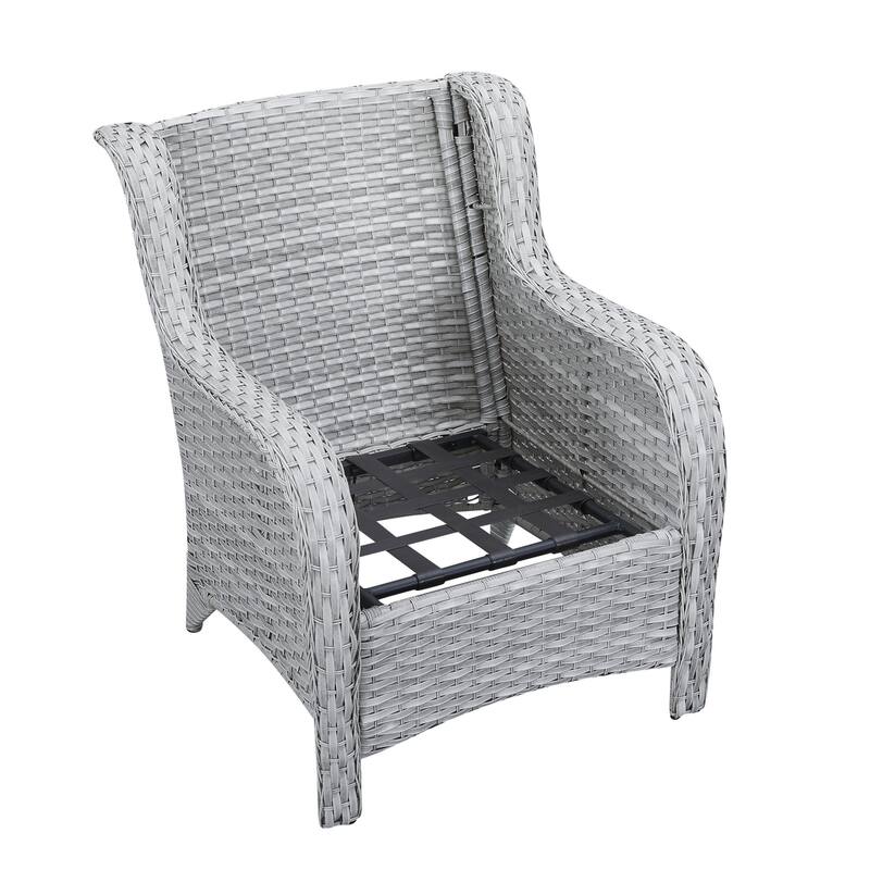 Gymojoy Outdoor 3-Seat Sofa Pario Chair Coffee Table with Cushion