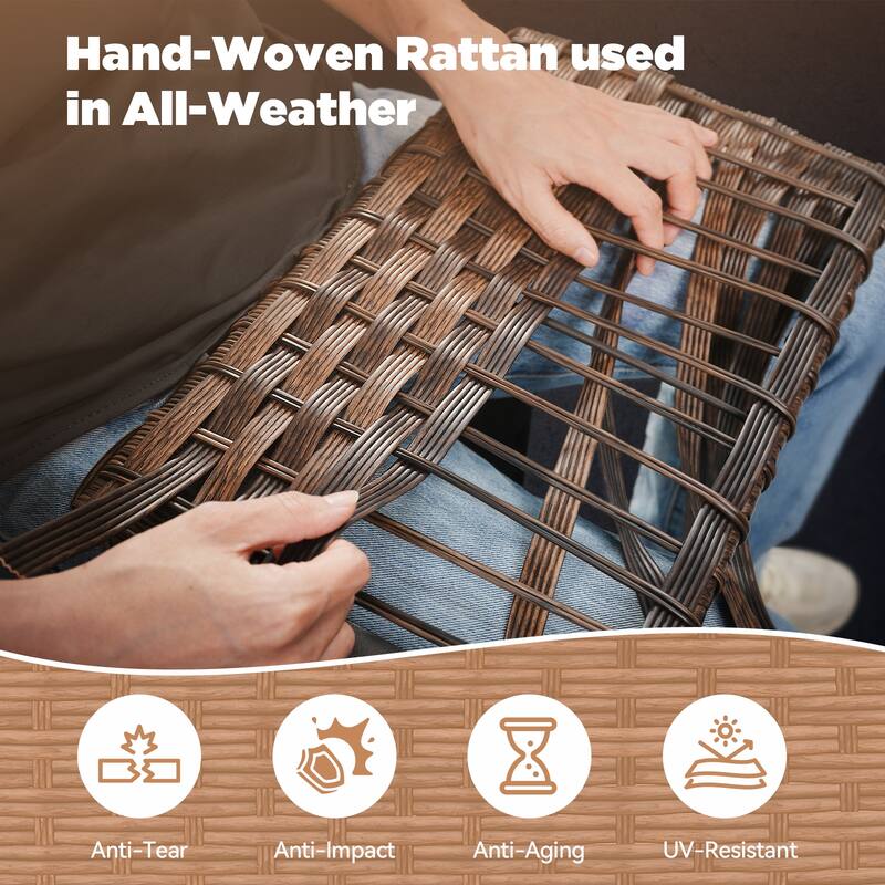 Pocassy 3-Piece Patio Swivel Chair with Side Table