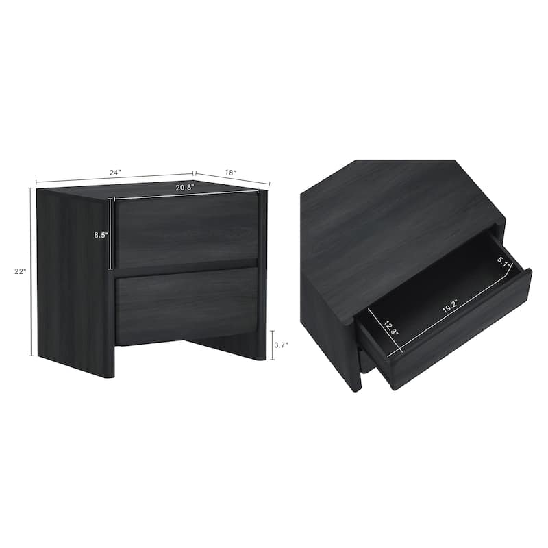 Manhattan Comfort Linda Modern 2 Drawer Nightstand Set of 2