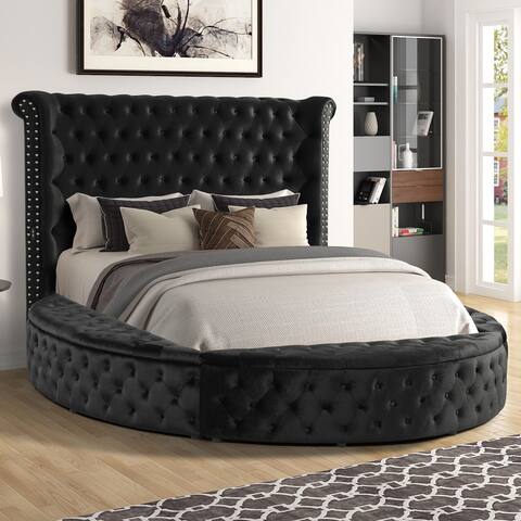 Shendae Glam Upholstered Tufted Platform Bed by Furniture of America