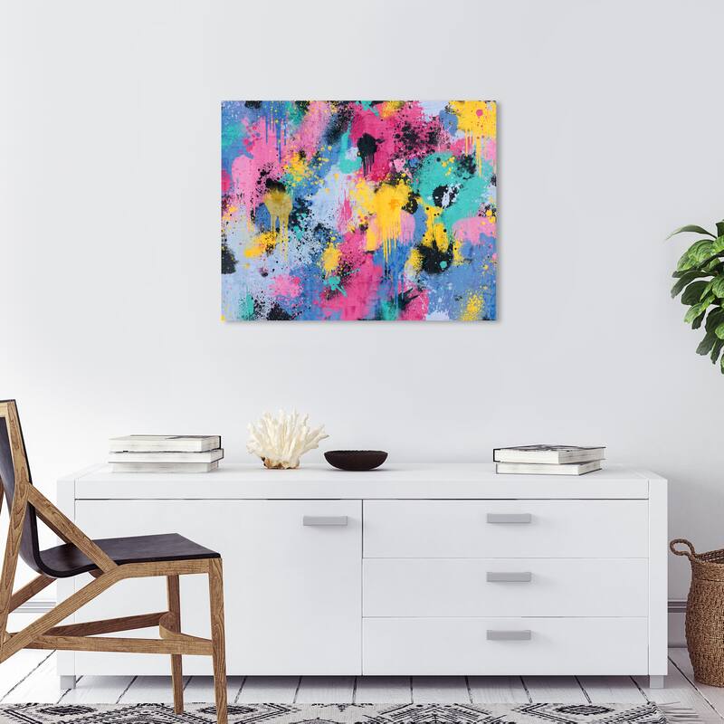 Wynwood Studio Canvas Abstract Graffiti Wall Pink and Lavender Modern & Contemporary Wall Art Canvas Print - 20 x 24