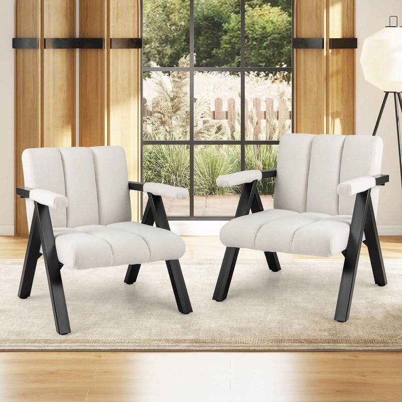 Costway 1/2 PCS Oversized Accent Chair with Metal Frame & Armrests - See Details