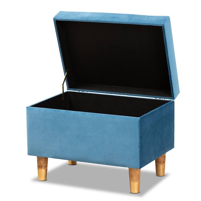 Elias Modern Velvet Fabric Storage Ottoman