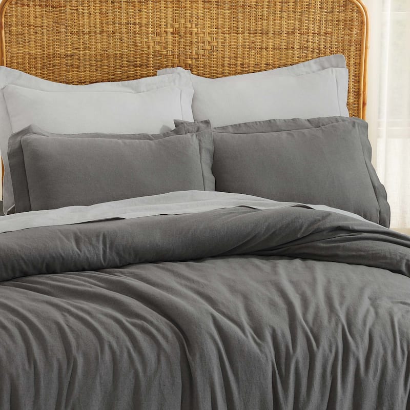 Superior Cotton Linen Garment Washed 3 Piece Duvet Cover Set