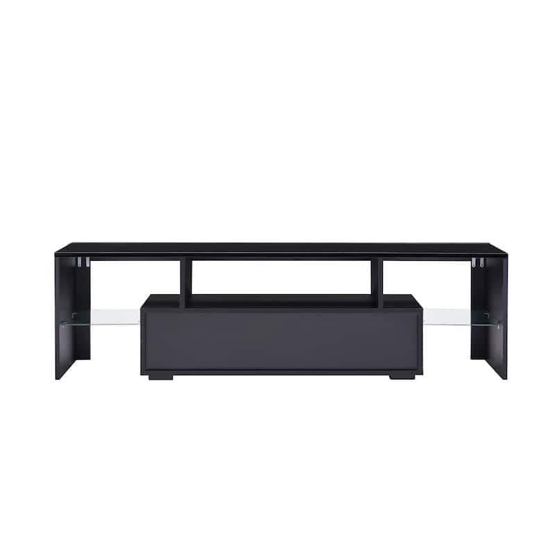 63" TV Stand with LED Lights and Toughened Glass Shelf for TVs Up to 65"