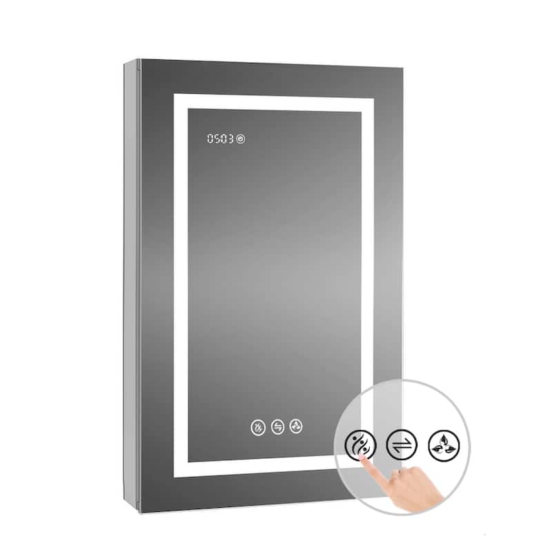 LED Medicine Cabinet with Amplified Mirror and Defogger - 20x32/3X