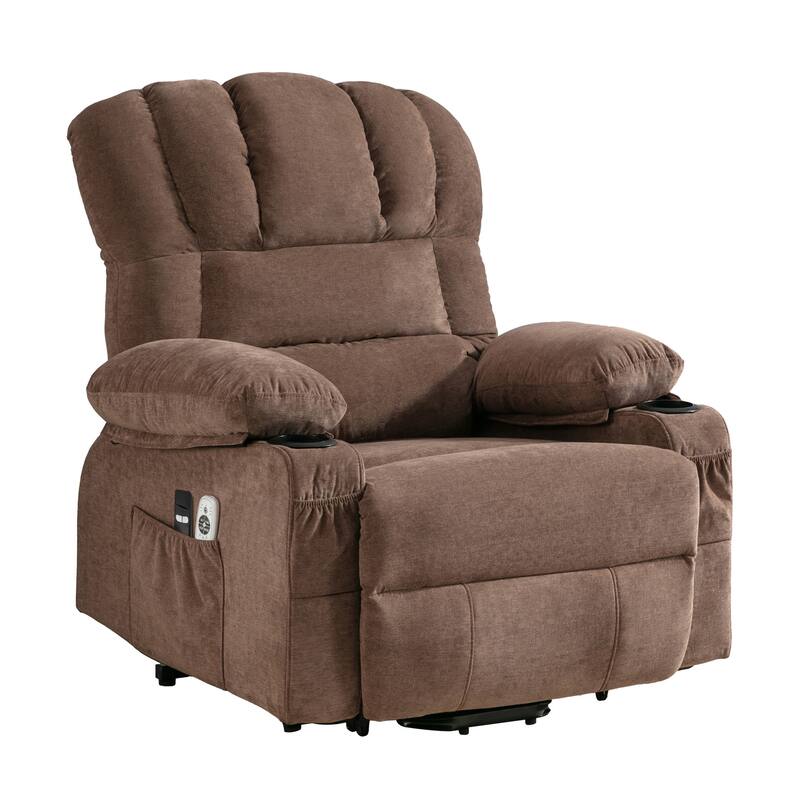 Power Lift Recliner Chair for Elderly with Vibration Massage and Heat, Living Room Single Electric Sofa with USB & Cup Holder