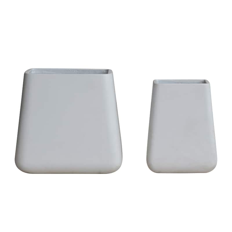 2-Piece Cement Composite Planters - White