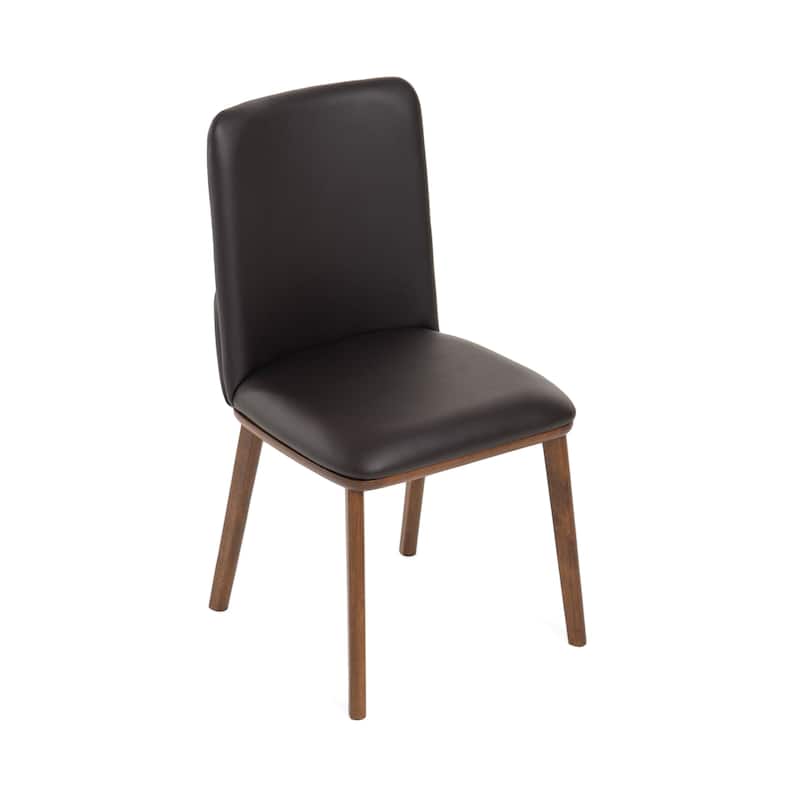 Modrest Utah Modern Walnut and Brown Eco-Leather Dining Chair- Set of 2