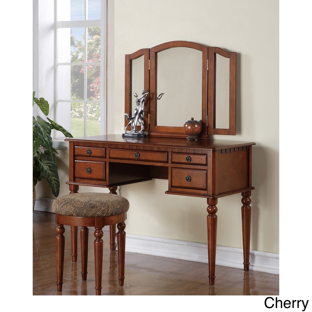 Cherry wood hot sale makeup vanity