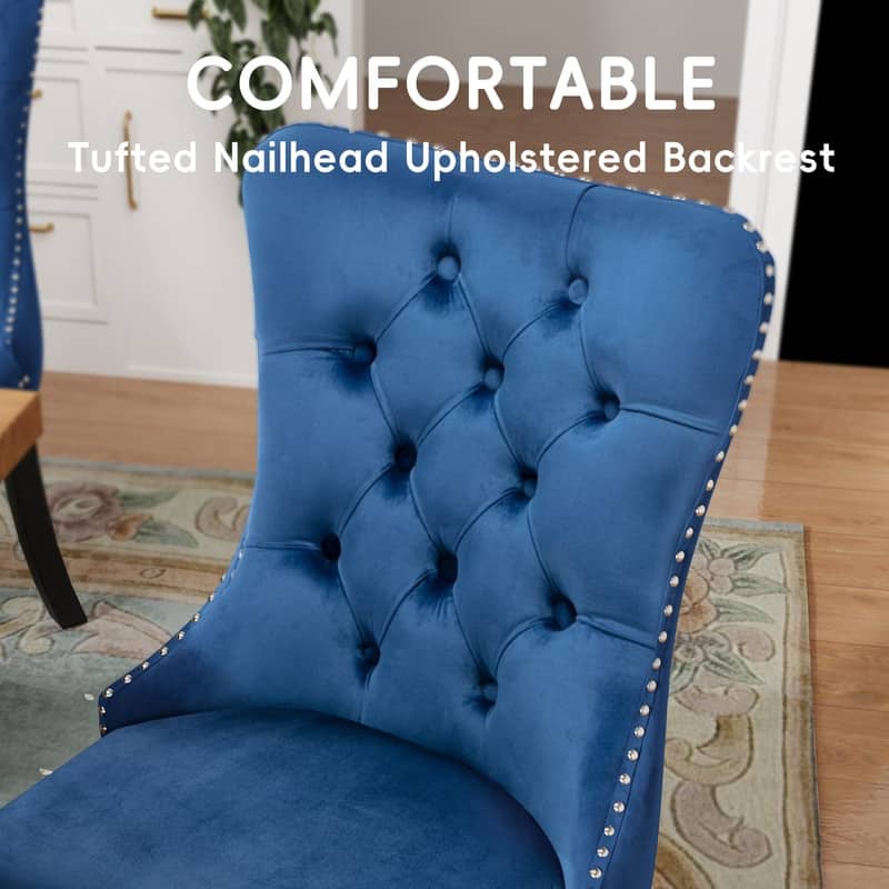 Solid Wood Velvet Upholstered Dining Chair Set of 4