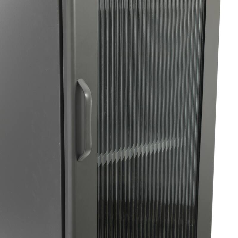 Solstice Metal Cabinet with 3 Adjustable Storage Shelves and Arched Glass Door