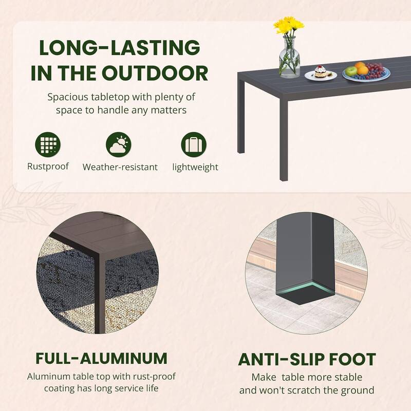 AECOJOY 4 Pieces Outdoor Aluminum Patio Furniture Set with Coffee Table, Morden Outdoor Patio Sectional Furniture Set