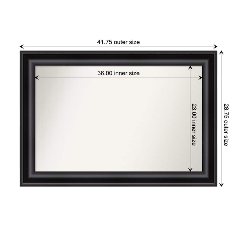 Grand Black Framed Non-Beveled Custom Wall Mirror, Bathroom Vanity Mirror - Outer Size: 41.75 x 28.75