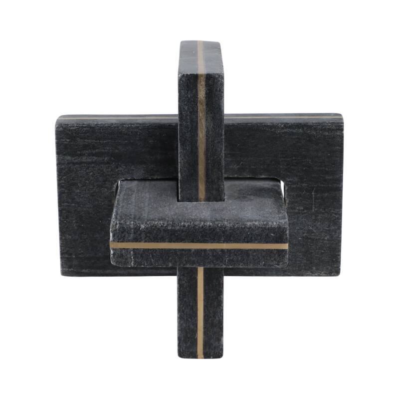 Stone Metal Decorative Object Interlocking Modern Geometric Structure