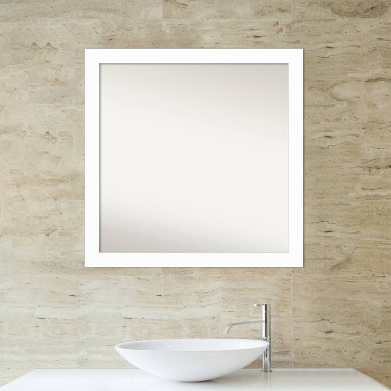 Basic Narrow Non-Beveled Wood Framed Bathroom Vanity Wall Mirror